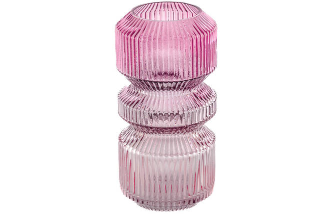 Скляна ваза 13 * 25 см, колір — рожевий (591-328), фото 1