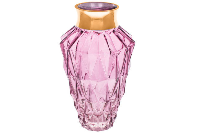 Скляна ваза Схід 15.5*25 см, колір — рожевий (591-348), фото 1
