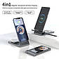 Бездротова зарядка 4-in-1 MagSafe Dual 15W док-станція Magnetic Wireless Charging Stand (Black) для iPhone, фото 2