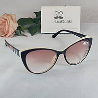 -1.0 Готові мінусові жіночі окуляри для зору кішечки з тонованою лінзою коричневий