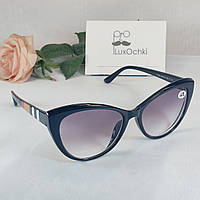 -1.0 Готові мінусові жіночі окуляри для зору кішечки з тонованою лінзою чорний