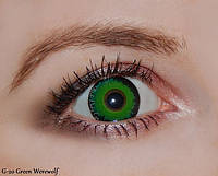 Линзы цветные для глаз (есть опт) зеленые Green Werewolf Halloween. Подходят для светлых глаз