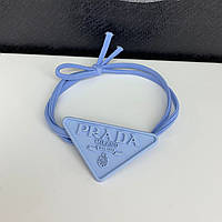 Брендовая резинка для волос Прада Prada синяя с треугольником логотипом