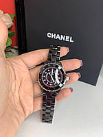 Чорний брендовий годинник із цирконами, люкс якість!
