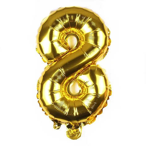 Кулька фольгована 8537g-8 Цифри 8 ЗОЛОТО 75 см (в індивід. упаковці), фото 1