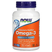 Рыбий жир с молекулярной дистилляцией Омега-3 Now Foods (Omega-3) 100 капсул