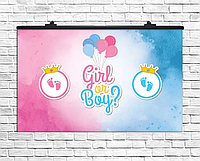Праздничный гендер плакат "Boy or Girl", 75х120 см