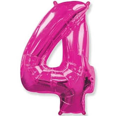 Кулька фольгована Цифра 4 рожевий 45 см