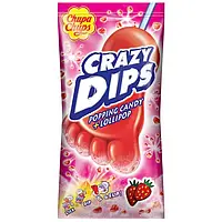 Леденец на палочке и взрывная карамель Crazy Dips Chupa Chups клубника , 14 гр