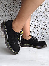 Туфлі жіночі чорні еко-замша на низькій підошві b-106