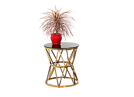 Журнальний скляний столик у вітальню CH-1 скло чорний/сталь золотистий Vetro Mebel