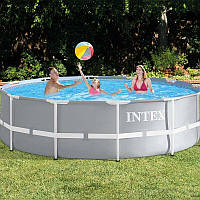 Большой семейный бассейн интекс Intex 26726 Premium (457х122 см) с картриджным фильтром, лестницей и тентом