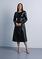 Офисное черное базовое женское платье А-силуэта весна-осень 44-50