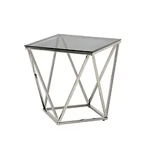 Скляний журнальний столик у вітальню CP-2  скло тоноване чорне/хромована сталь Vetro Mebel