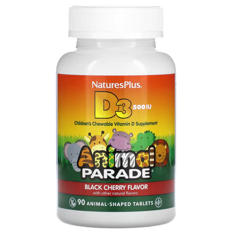Вітаміни Animal Parade Vitamin D3 500 IU Natures Plus 90 жувальних таблеток, фото 1