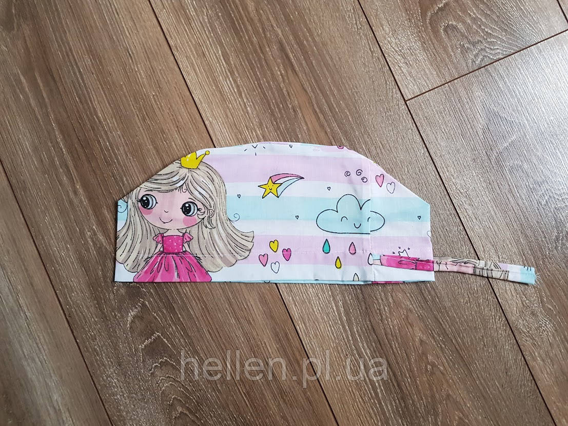 Принтована медична шапочка "Фея на смужках"