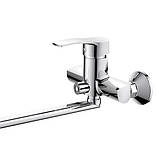 Змішувач для ванни Хайба з довгим носом гусаком латунний одноважільний з душем Haiba Onix 006 EURO, фото 4