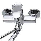 Змішувач для ванни Хайба з довгим носом гусаком латунний одноважільний з душем Haiba Onix 006 EURO, фото 5