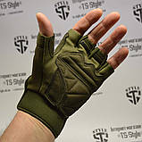 Тактичні тренувальні рукавички без пальців олива, фото 3