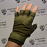 Тактичні тренувальні рукавички без пальців олива, фото 4
