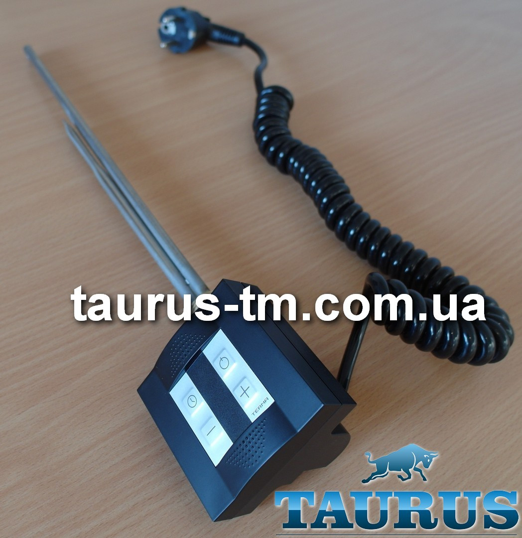 Чёрный электроТЭН TERMA KTX4 BLACK: экран + управление 30-60C + таймер 1-4 ч.; Под пульт ДУ. Польша. 120-1000W - фото 2 - id-p299394828