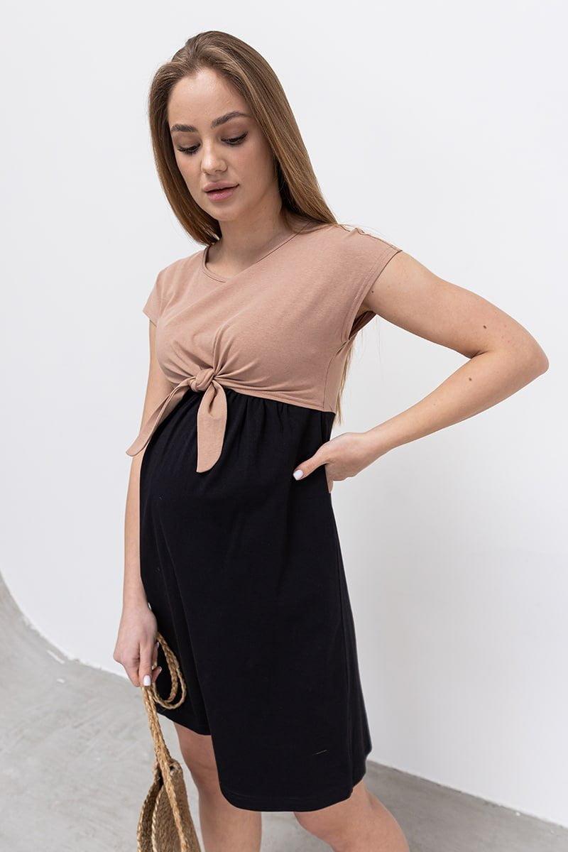 Платье для беременных и кормящих CARTER DR-22.021 беж/черный - S - фото 1 - id-p1610534073