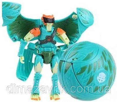 Ігровий набір Bakugan 1 шт Гра Бакуган Великий Шар 9 см 1 герой 1 магніт 3 карти Бірюзовий Лицар джунглів