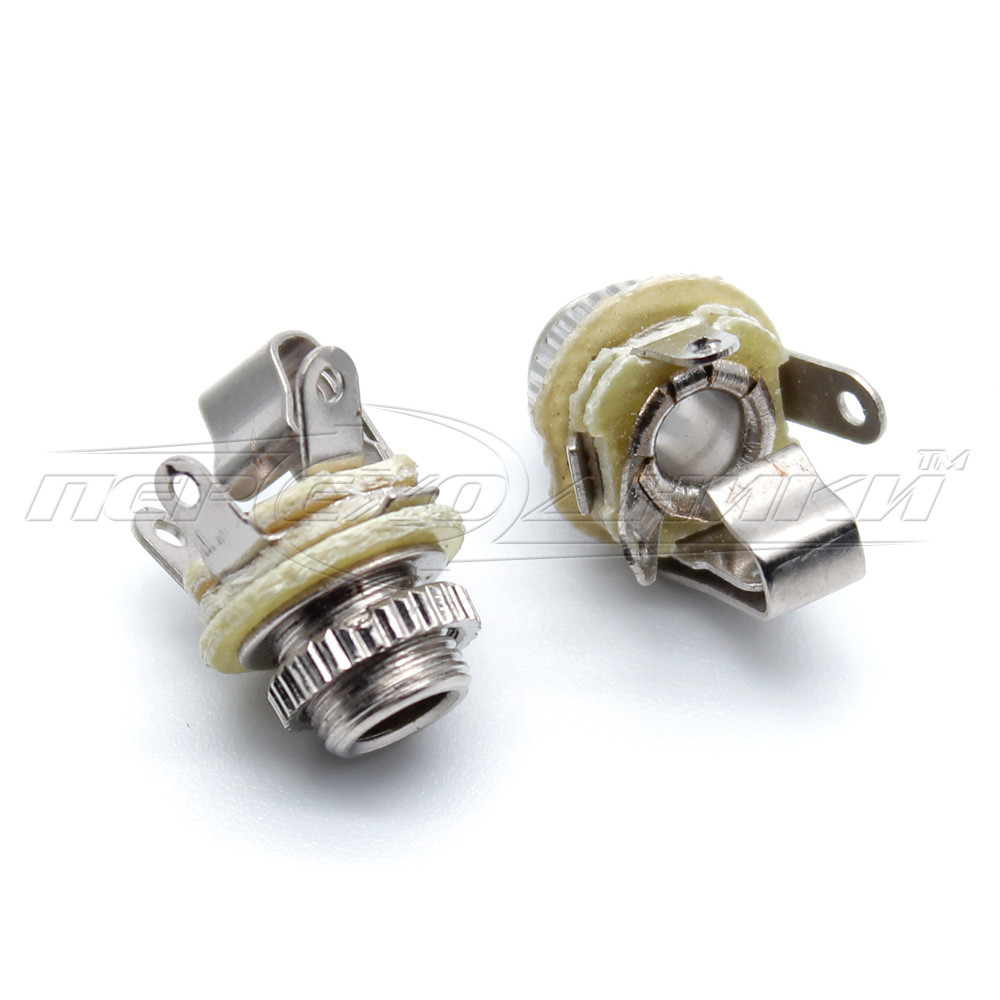 Роз'єм гніздо 3.5 мм моно, монтажне на панель (метал), з гайкою