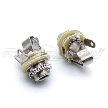 Роз'єм гніздо 3.5 мм моно, монтажне на панель (метал), з гайкою, фото 1