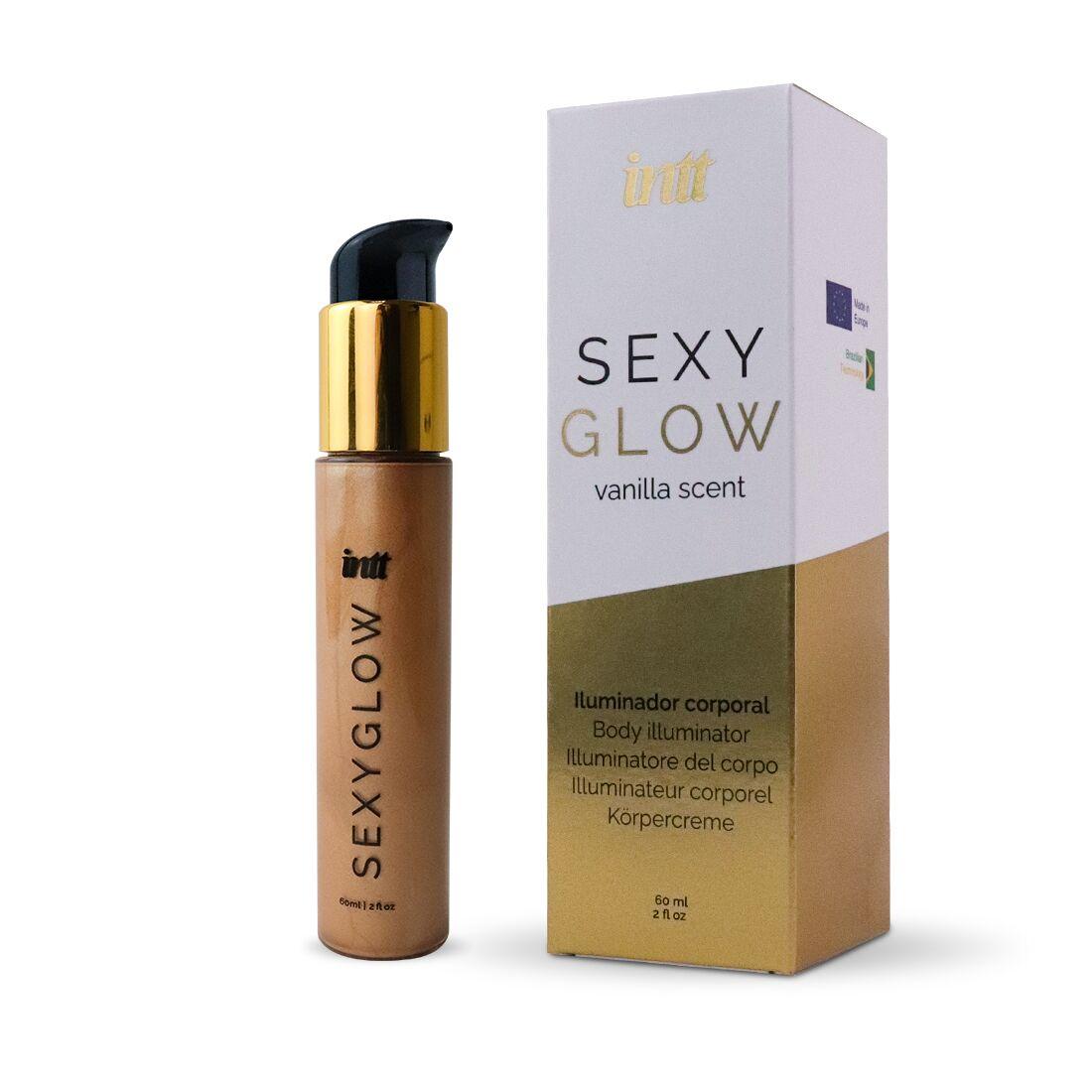 Крем-шимер для тіла Intt Sexy Glow (60 мл) з олією ши та ароматом ванілі, сяйна засмагла шкіра, фото 1