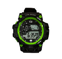 Спортивные наручные электронные часы в пластиковой коробке 1/100 second зеленый