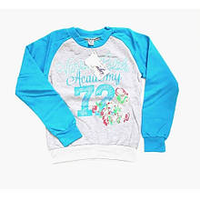 Джемпер для дівинки Бірюза+Сірий 6-7 років зріст 122 х/б 100% футер 3-х нитка ТМ ВАЛЕРІ-ТЕКС