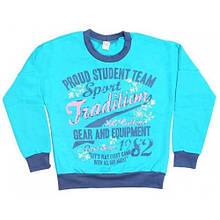 Джемпер для дівчаток Бірюзовий 9-10 років р.140 х/б 100% Футер 2х нит. на байці ТМ ВАЛЕРІ-ТЕКС