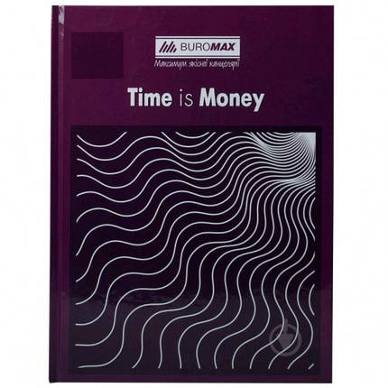 Канцелярська книга А4 BUROMAX 2400-107 тв. обкл. 96арк. клітинка TIME IS MONEY фіолетова (1/8), фото 1