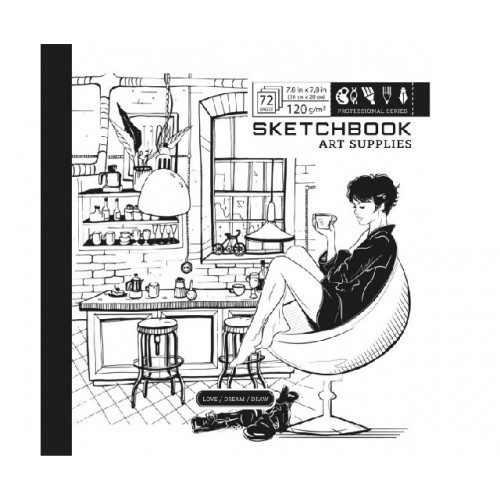 Скетчбук 200х200 мм 36 аркушів папір офсет 120 г/м2 чисті арк.КАРТОН ПАЛІТ. диз.21368 (1/10)