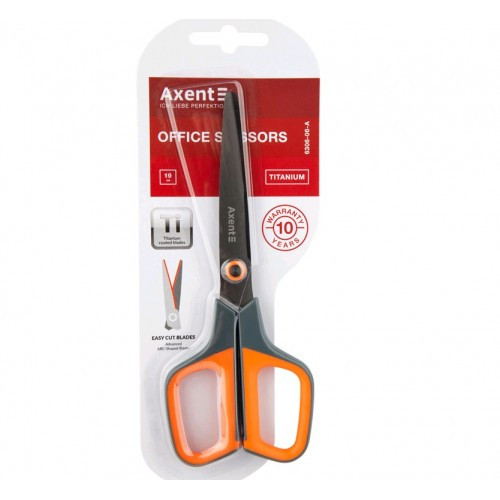 Ножиці AXENT 6306-06 офісні 19см Titanium сірі-помаранчеві (1/12)