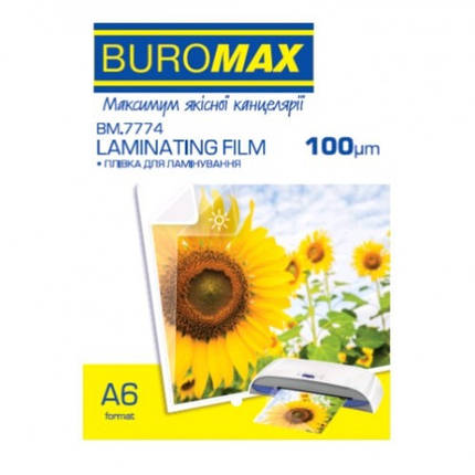 Плівка для ламінування А6 BUROMAX 7774 100мкм 111*154мм 100шт (1), фото 1