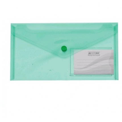 Папка-конверт BUROMAX 3938-04 DL на кнопці (240х130 мм)TRAVEL зелена (6 шт. в пакованні), фото 1