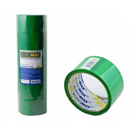 Клейка стрічка пакувальна (Скотч) BUROMAX 7007-04 48мм*35м ЗЕЛЕНИЙ (6шт в упаковці)/72, фото 1