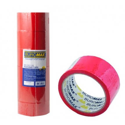 Клейка стрічка пакувальна (Скотч) BUROMAX 7007-05 48мм*35м ЧЕРВОНИЙ (6шт в упаковці)/72, фото 1