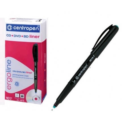 Маркер перманентний Centropen 4616-04 CD-Liner зелений 0 6 мм CD/DVD (10 штук в упаковці), фото 1