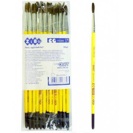 Пензлик Zibi поні круглий № 7 6942PR-7 (25шт в упаковці), фото 1