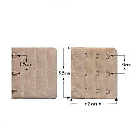 Удлинитель для бюстгальтера на 3 крючка 3 ряда широкий, разные цвета - Бежевый