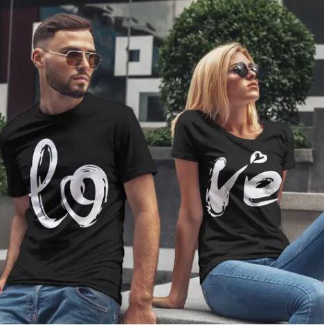 Футболки для закоханої пари з написом LOVE