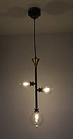 Люстра подвесная LOFT на 3 лампочки 25719 Черный 55-130х10х23 см.