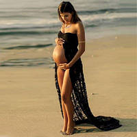 Платье-пеньюар для фотосессии беременных Sunrise, черный - XL