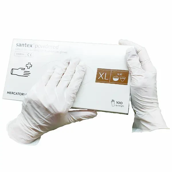 Рукавички одноразові латекс SANTEX 100 шт XL 47608, фото 1