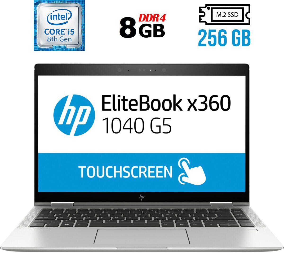 Ноутбук HP EliteBook x360 1040 G5/ 14" 1920x1080 Touch/ i5-8250U/ 8GB RAM/ 256GB SSD/ UHD 620