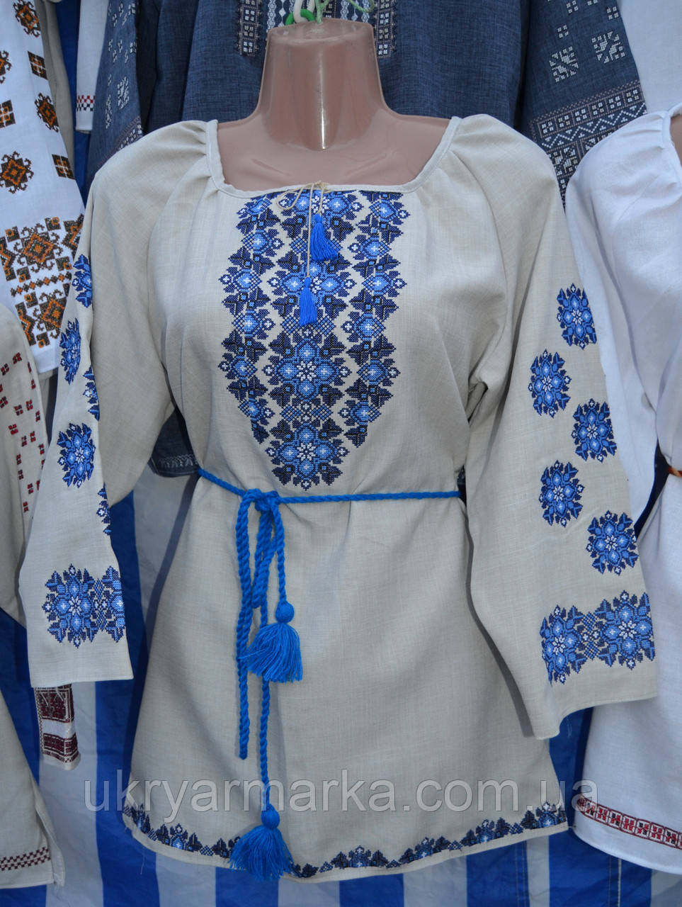 Жіноча вишита блузка "Воля" синя