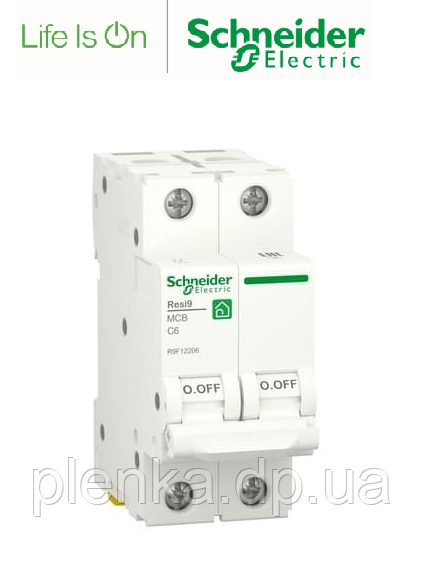 Автоматичний вимикач 2P 6A C 6kA Schneider Electric Resi9 R9F12206